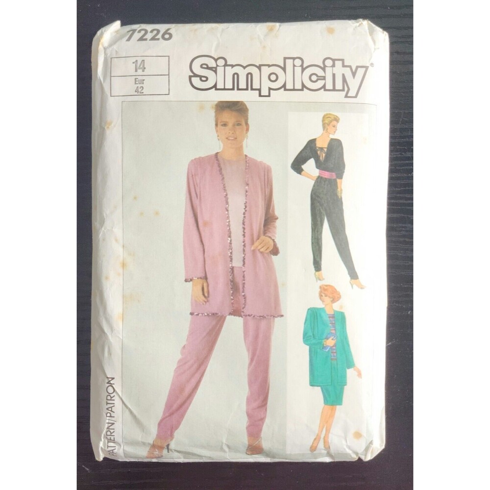 Simplicity 7226 Jacket Top Pants Skirt Coordinates Pattern Size 14 Uncut